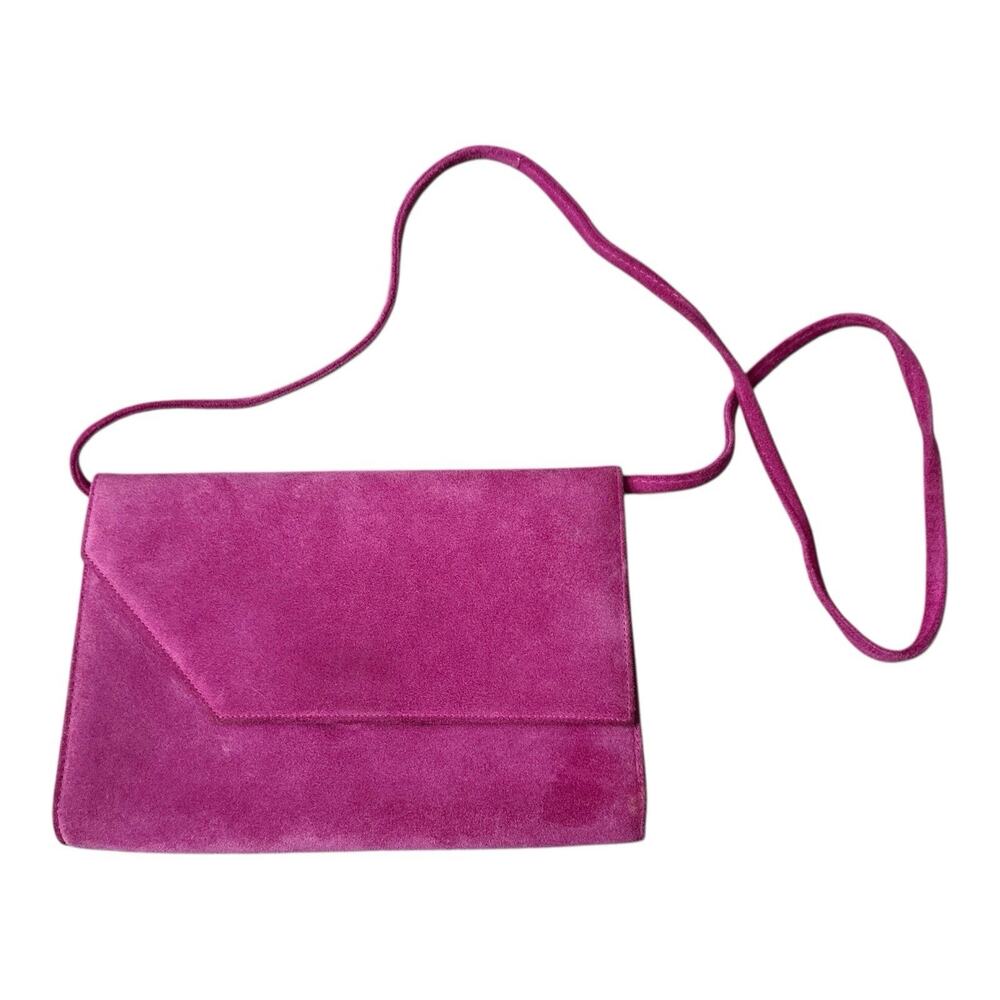 Vintage Chandlers Pink Suede Leather Crossbody Purse Womens Envelope Flap Bag